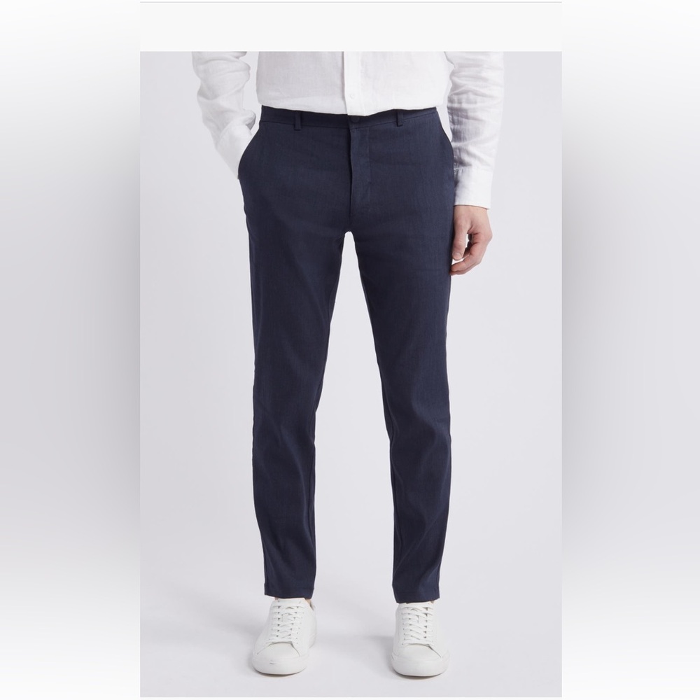 Nordstrom Slim Fit Stretch Linen Blend Chino Pants size 28 Navy Blazer